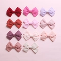 Set of 11 colorful cotton bow hair clips for girls in vibrant shades and soft tones - Mixed Random