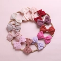 Lot de 12 bandeaux souples pour bébé avec nœuds en lin colorés aux tons pastel variés - Mélange Aléatoire