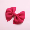 Deep pink textured bow hair clip for girls with elegant double-layered 3D fabric design - Rose Red