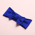 Detailed close-up of a royal blue ribbed baby headband with a soft knit bow knot - Royal Blue