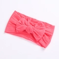 Soft coral pink nylon baby headband with large stretch bow hair accessory for girls - Watermelon red
