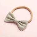 Fascia per neonati in nylon con fiocco in lino grigio chiaro e banda molto elastica - 20-Light Gray