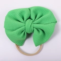 Detail of green bubble fabric double layer bow headband for infants and babies - Grass Green Textured Style (#12)