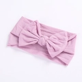 Soft nylon baby headband with a large lavender bow decoration for infants and toddlers - Taro Purple