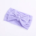 Super soft light purple nylon headband with a large knit bow for baby girls - Purple