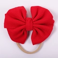 Infant red waffle bow headband with high-elastic nylon band for newborn girls - Red Waffle Style (#6)