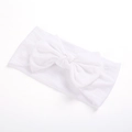 Soft white nylon baby headband with a large handcrafted bow for infants - White