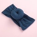 Bandeau bébé en maille torsadée bleu canard avec un design de nœud donut pour nourrisson - Bleu Encre