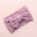 Soft nylon jacquard baby headband with large bow in lavender purple for girls - Taro Purple