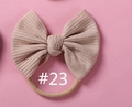 Bandeau élastique pour bébé avec un nœud en maille côtelée rose poudré #23 - Dinosaure Small but Strong