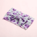 Bandeau bébé bohème à imprimé floral avec grand nœud sur nylon élastique souple - Violet Mystérieux