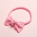 Bandeau bébé en nylon doux avec grand nœud rose, élastique sans couture pour enfants - Rose Moyen