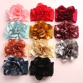Lot de bandeaux bébé en nylon souple avec grandes fleurs en satin 3D de couleurs vives - Couleur Aléatoire