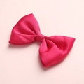 Detailed close-up of rose pink satin bow hair clip with fine twill texture and silky finish - Rose Pink (7)