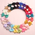 Detailed chart showing 23 colors of satin bow hair clips for girls with style numbers - Random Color