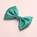 Detailed close-up of a dark green satin bow hair clip with smooth silk texture - Dark Green (20)