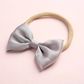 Detail of grey satin bow hairband with high-elastic nylon band for infants - Gray (16)