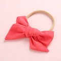 Pink soft bamboo cotton windmill bow headband for infants with high elastic nylon band - Watermelon red
