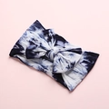 Detail of blue and white tie-dye baby headband featuring a large soft cotton bow - Multicolor Tie-dye Style (3)