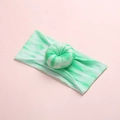 Green and white tie-dye nylon donut headband for baby girls with high elastic fabric - Green White Tie-dye Style (9)