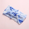 Detail of blue and white tie-dye braided baby headband with soft knitted texture - Blue and White Tie-Dye (1)