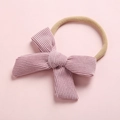 Détail du nœud en velours côtelé rose avec anneau en nylon sans couture pour enfants - Light Pink (8)