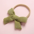 Bandeau à nœud en velours côtelé vert herbe avec nylon souple pour bébés et fillettes - Vert Herbe (12)