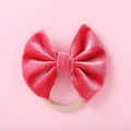 Detail von weicher 5-Zoll rosa Samt-Schleife mit nahtlosem Nylon-Haarband für Kleinkinder - Rosa