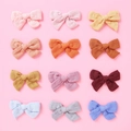 Set di 12 fermagli per capelli in mussola di cotone per neonati in colori pastello assortiti - Colore Casuale
