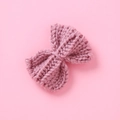 Barrette à cheveux avec nœud en tricot rose et texture côtelée pour les filles - Rose Poudré