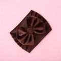 Detail of dark brown velvet bow headband showing thick texture and soft fabric shine - Dark Coffee
