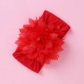 Detailansicht eines roten Chiffon-Blumen-Stirnbandes mit elastischem Nylonband - Rot
