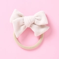 Bandeau bébé en nylon souple avec un nœud en velours crème doux pour nourrissons - 10,5*7,5 cm / Blanc Cassé