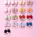 Detail view of 17 colors soft jacquard baby bow headbands with elastic nylon hair bands - Random Color