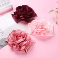 Three-piece set of nylon baby headbands with large soft 3D chiffon flowers in pink tones - Multicolor