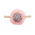 Pink floral baby headband with soft nylon elastic band for infants set of ten - Pink Large Woven 3D Flower Style