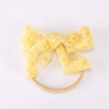 Bandeau bébé en tulle avec nœud et broderie marguerite jaune sur bandeau élastique - Jaune Vif