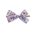 Detailed macro view of soft floral bow nylon headband for baby with rose print - Rose Floral Print Bow Style (9)
