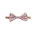 Fascia in nylon con fiori rosa ad alta elasticità per neonati e bambine - Fiocco Floreale Rosa Su Base Bianca