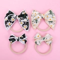 Baby bow headband set with daisy embroidery and high-elastic seamless nylon bands - Random Color