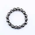 Bracelet punk pour hommes en acier inoxydable avec perles de football en noir et blanc - 19.5cm / Style Perles de Football Entières