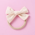 Bandeau pour bébé avec nœud en coton crème doux et texture gaufrée légère - Milky blanc