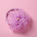 Handmade purple chiffon flower headband for baby girls with delicate white bead center - Light Purple