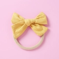 Bandeau bébé avec nœud en coton jaune et ruban en nylon souple élastique - Jaune
