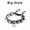 Bracciale punk con teschio in acciaio inossidabile con cordino intrecciato nero regolabile - Grande / 2cm