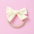 Bandeau bébé en coton avec nœud crème et élastique souple en nylon haute qualité - Light jaune