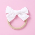 Bandeau bébé en coton blanc avec nœud texturé et élastique en nylon doux pour nourrisson - Blanc