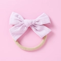 Bandeau bébé en coton avec nœud lilas texturé et élastique en nylon pour nourrissons - Mauve Clair