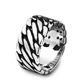 Bague chaîne en acier inoxydable de style biker vintage pour homme avec finition noire - Taille US 7 / Couleur Acier (BR8-249)