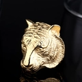 Men's bold tiger head ring crafted in polished gold-plated stainless steel finish - US Size 9 / Gold